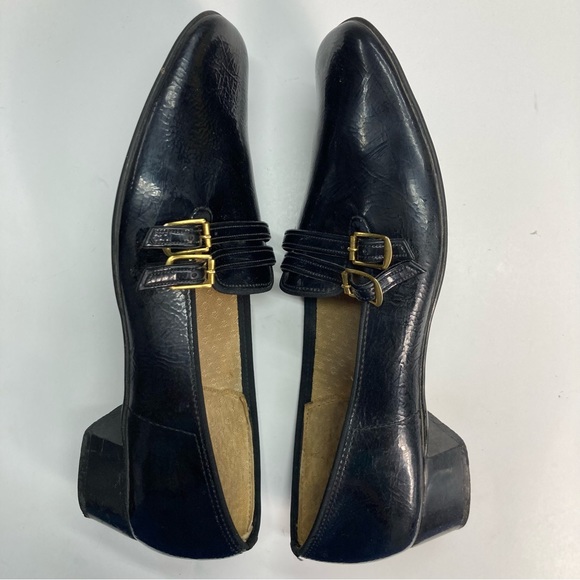 Vintage Linda’s Two Buckle Black Shoes SZ 7.5 with 1 inch Heel - Picture 13 of 16